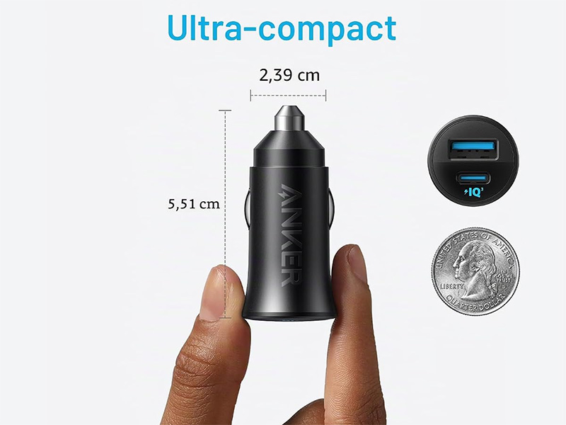 Anker 30W caricatore da auto con 2 USB-C