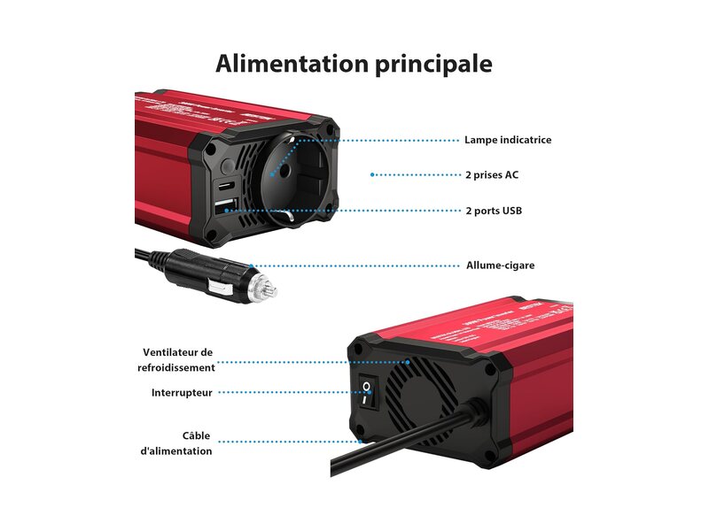 Convertisseur de tension Bestek 12V 220V 500W
