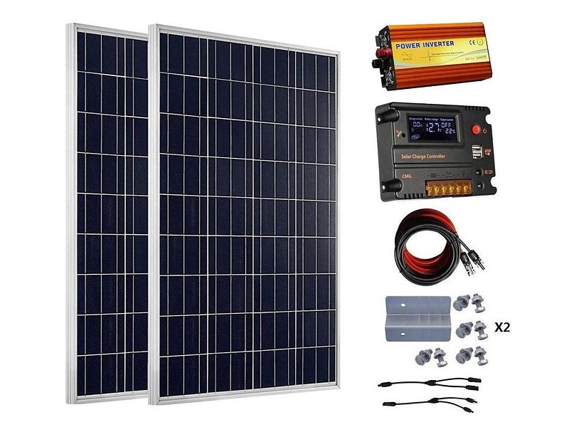 KIT SOLAIRE 300W PREMIUM PLUS AUTONOME + CONVERTISSEUR 24V/230V