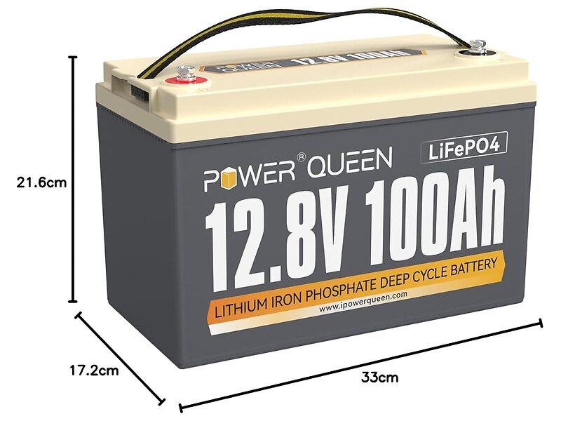 Power Queen 12V 100Ah LiFePO4 batteria 1280Wh