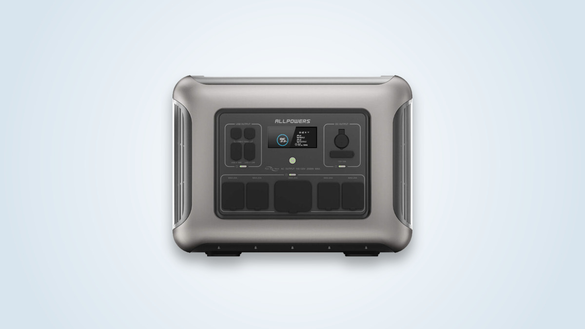 Allpowers R2500 Plus portable power station, front panel with screen and outlets visible