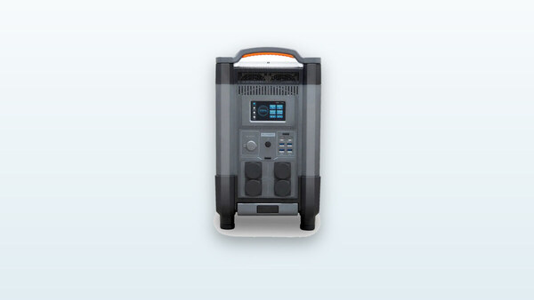 Allpowers R4000 portable power station on wheels, color screen displaying the charge level
