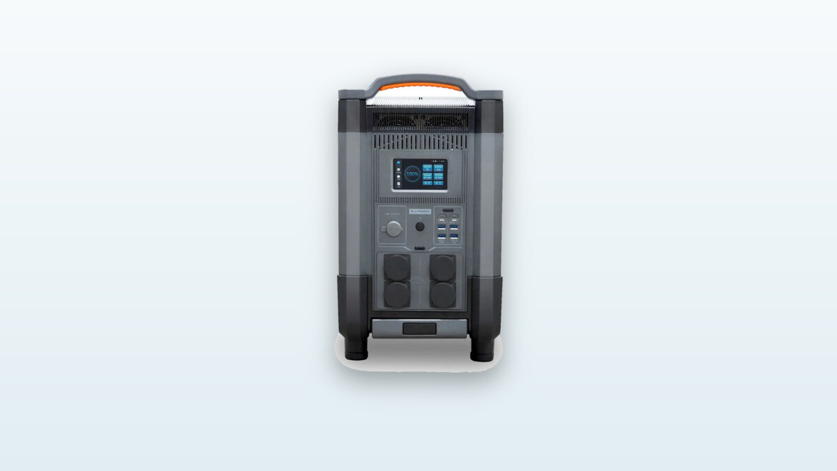 Power station portatile Allpowers R4000 con ruote, schermo a colori che mostra il livello di carica