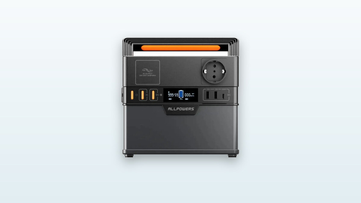 Power station portatile Allpowers S300 Plus compatta, schermo LCD e porte USB-C e USB-A visibili