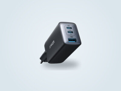 Anker Nano II 65W USB-C wall charger on a light background