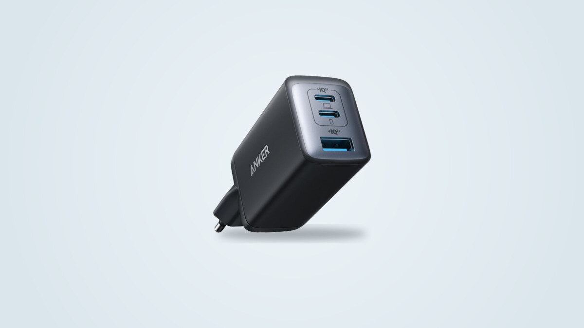 Anker Nano II 65W USB-C wall charger on a light background