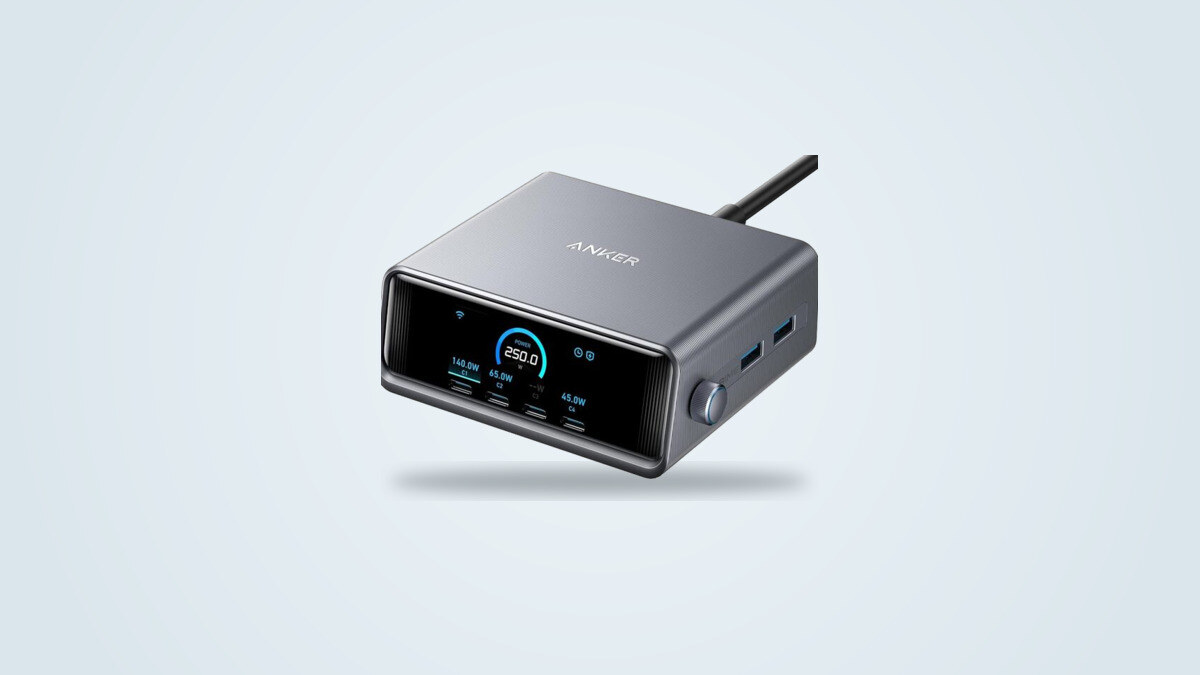 Anker Prime 250W charging station with LCD screen and control dial