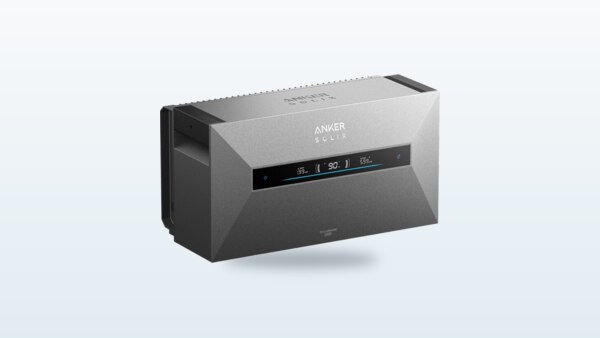 Anker Solix Solarbank Max AC home battery, stackable black module with control display