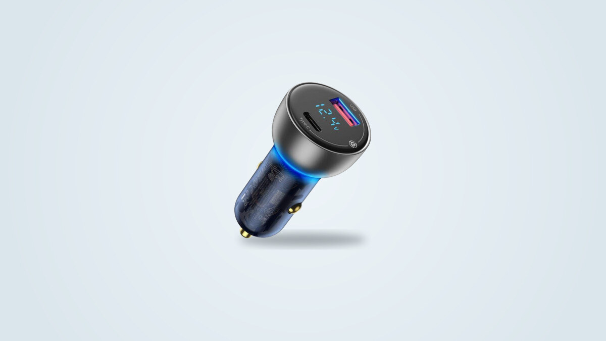 Baseus 65W car charger with its built-in voltage display