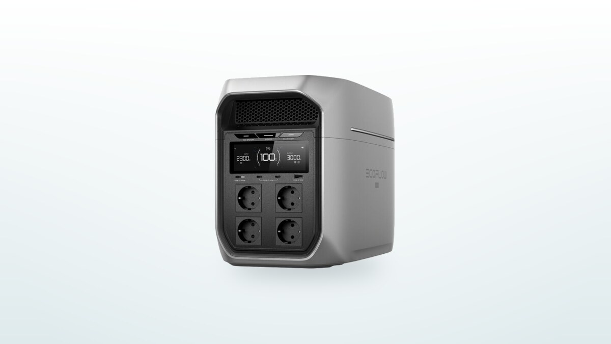 EcoFlow Delta 3 Max Plus power station, screen showing the charge level