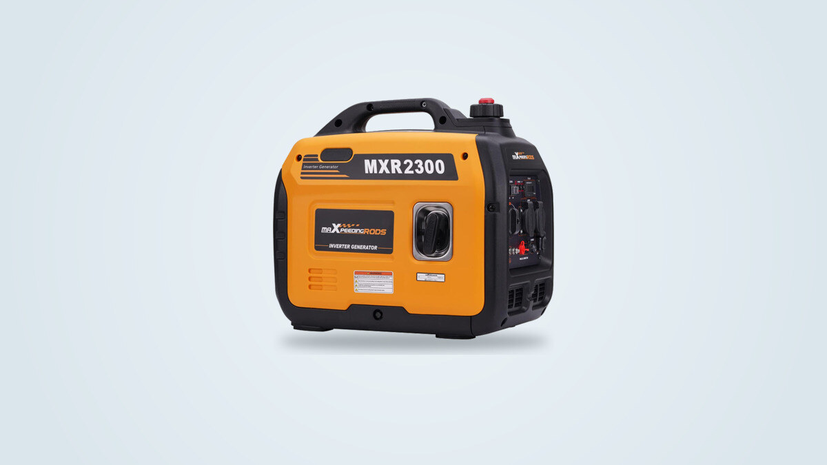 Inverter-Stromerzeuger maXpeedingrods MXR2300 in Orange und Schwarz, Ansicht schräg von vorne