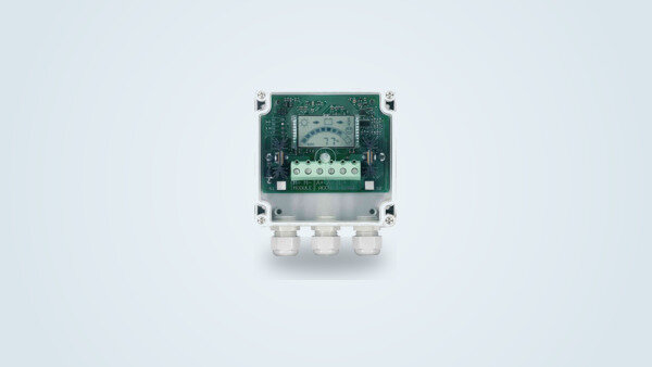 Steca PR 2020 IP65 sealed solar charge controller with transparent housing and LCD screen visible