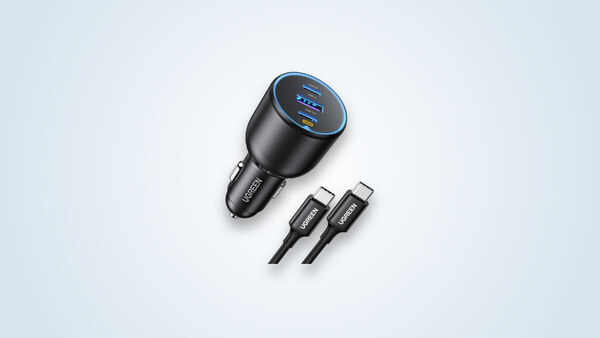 Ugreen 130W car charger with its braided USB-C cable