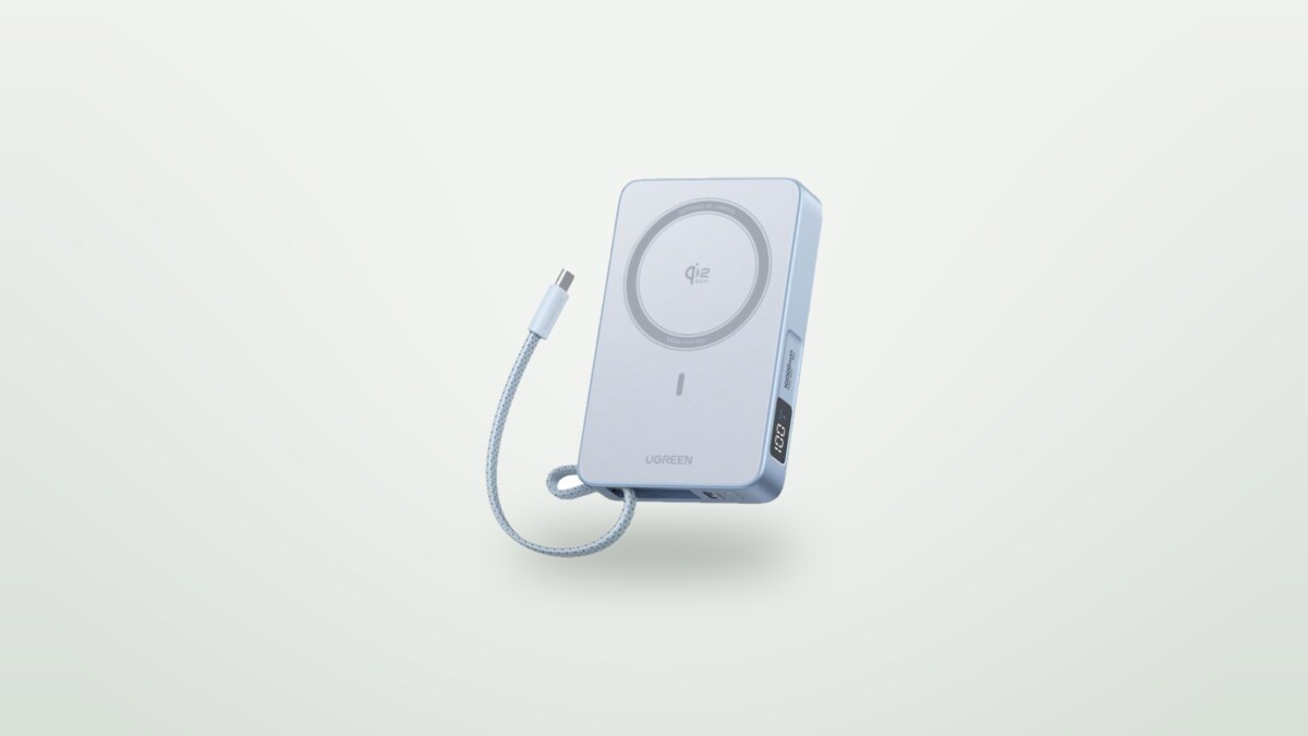 Externer magnetischer Akku Ugreen MagFlow 20000mAh vor hellem Hintergrund