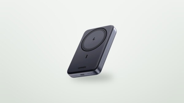 Ugreen Nexode 10000mAh magnetic power bank on a light background