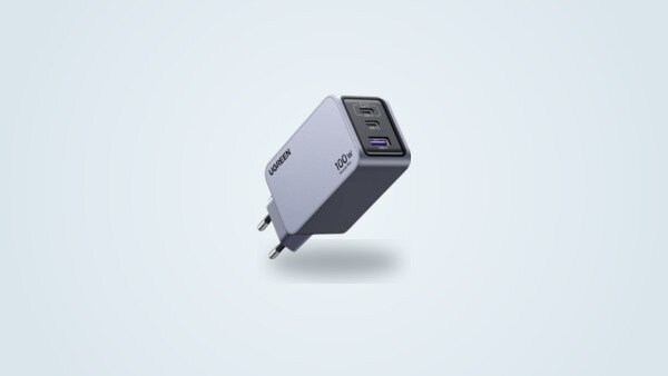 Ugreen Nexode Pro 100W charger with its three USB ports