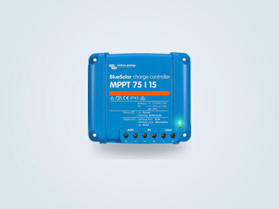 Victron BlueSolar 75/15 MPPT solar charge controller on a plain background