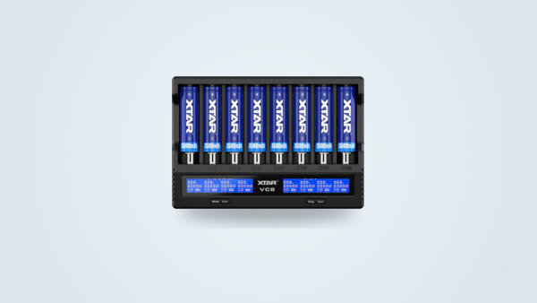 Xtar VC8 eight-bay charger with LCD screen