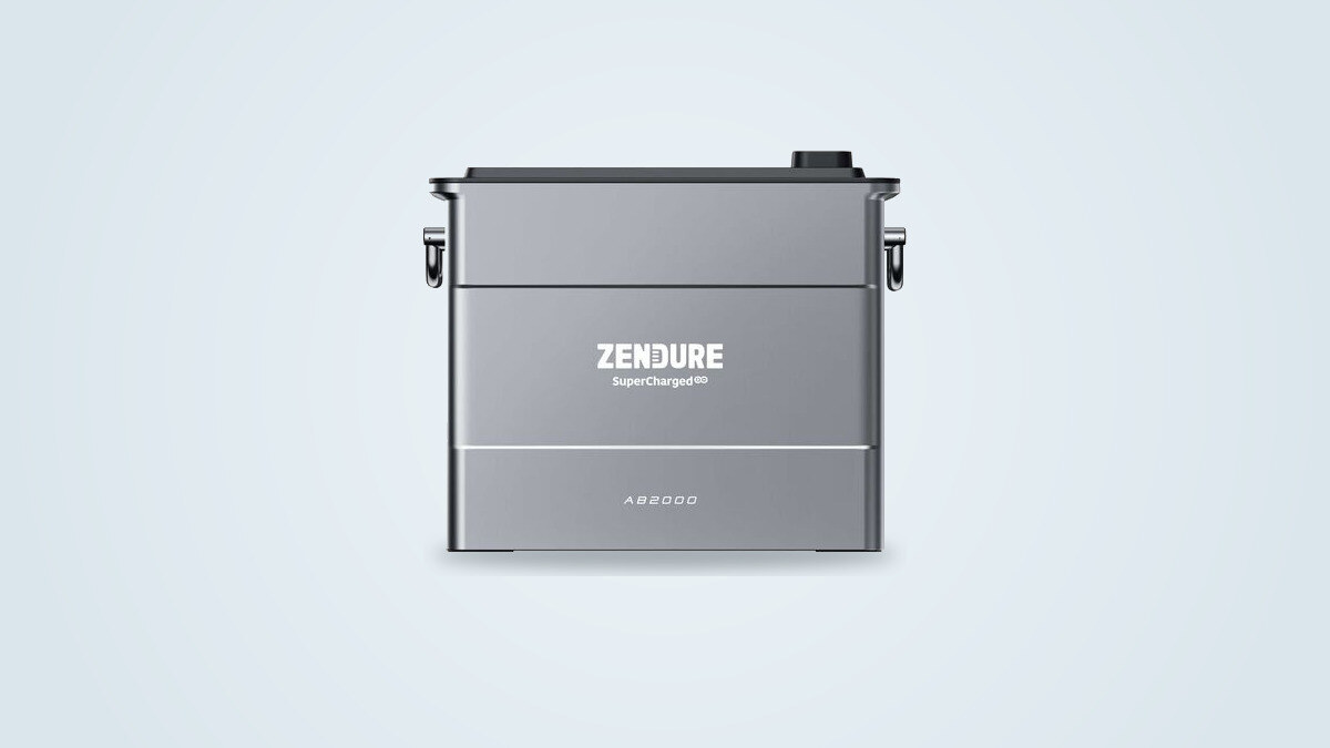 Zendure AB2000L battery module on a plain background, seen from a three-quarter angle