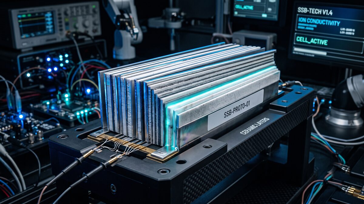 Darstellung einer Festkörperakku-Zelle, Solid-State-Technologie