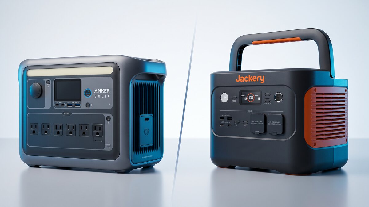 Comparison of the portable power station brands Anker Solix and Jackery