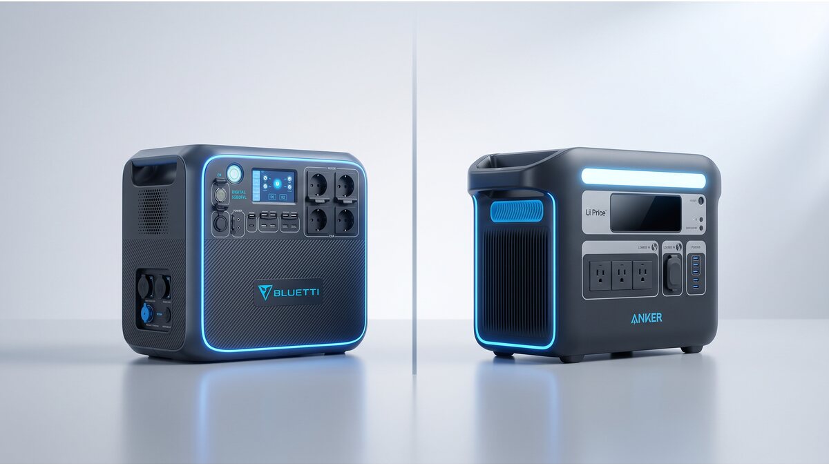 Comparison of the portable power station brands Bluetti and Anker Solix