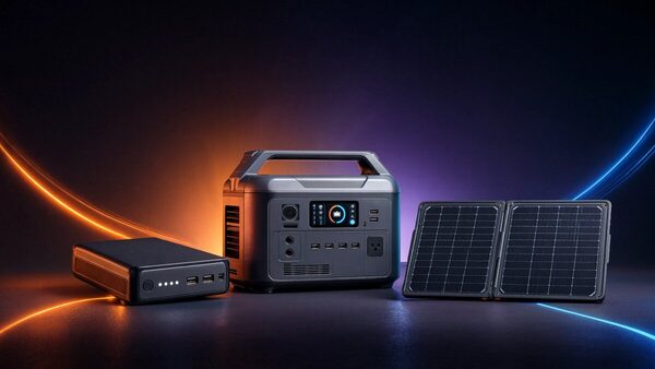 Tragbares Solarladen einer Powerstation mit einem Photovoltaikmodul
