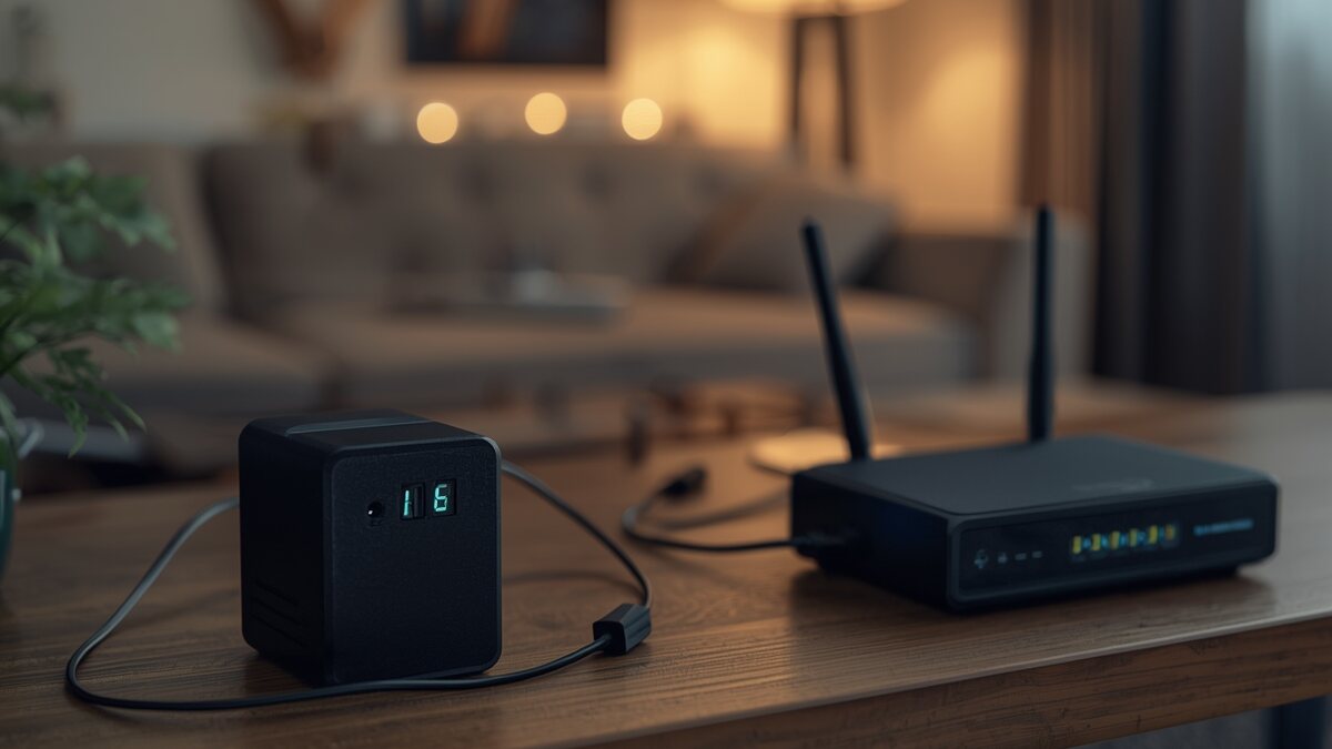 Router de internet y box wifi alimentados por una pequeña estación de energía portátil